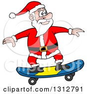 Poster, Art Print Of Cartoon Santa Claus Skateboarding