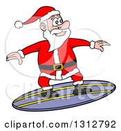 Poster, Art Print Of Cartoon Santa Claus Surfing