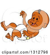 Poster, Art Print Of Cartoon Laughing Black Baby In A Diaper