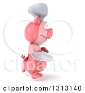 Clipart Of A 3d Happy Chef Pig Running To The Right And Holding A Plate Royalty Free Illustration by Julos