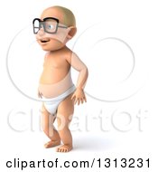Clipart Of A 3d White Baby Boy Wearing Glasses And Standing Facing Left Royalty Free Illustration