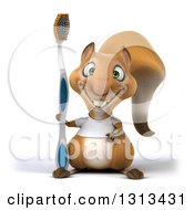 3d Casual Squirrel Wearing A White T Shirt And Holding A Giant Toothbrush