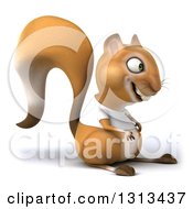3d Casual Squirrel Wearing A White T Shirt And Facing Right