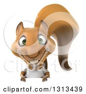 3d Casual Squirrel Wearing A White T Shirt Over A Sign