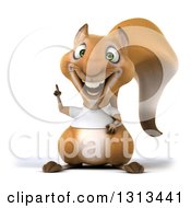 3d Casual Squirrel Wearing A White T Shirt And Holding Up A Finger