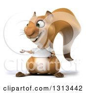 3d Casual Squirrel Wearing A White T Shirt And Presenting
