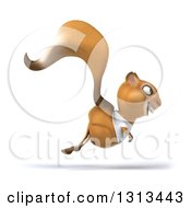 3d Casual Squirrel Wearing A White T Shirt And Hopping To The Right