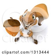 3d Casual Squirrel Wearing A White T Shirt And Holding Up An Acorn