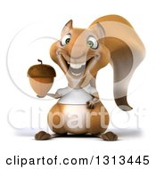 3d Casual Squirrel Wearing A White T Shirt And Holding An Acorn