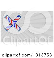 Clipart Of A Retro Crossed Barber Poles And Gray Rays Background Or Business Card Design Royalty Free Illustration
