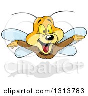 Poster, Art Print Of Cartoon Excited Butterfly In Flight