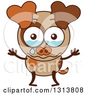 Poster, Art Print Of Cartoon Brown Dog Character Crying