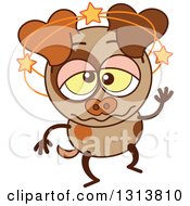 Clipart Of A Cartoon Dizzy Brown Dog Character Royalty Free Vector Illustration by Zooco