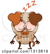 Poster, Art Print Of Cartoon Brown Dog Character Snoozing