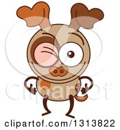 Poster, Art Print Of Cartoon Brown Dog Character Winking