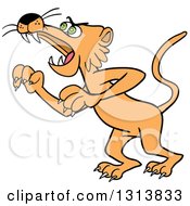 Clipart Of A Cartoon Roaring And Rearing Mountain Lion Royalty Free Vector Illustration