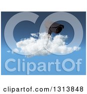 3d Cctv Surveillance Security Camera On A Cloud Against Blue Sky