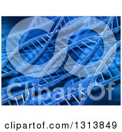 Poster, Art Print Of 3d Background Of Blue Dna Strands Twisting