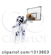 Poster, Art Print Of 3d Robot Basketball Player Making A Slam Dunk With Shard Effect On White