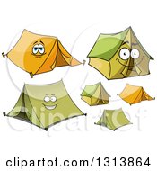 Poster, Art Print Of Cartoon Orange And Green Tents