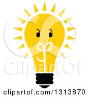Clipart Of A Shining Yellow Light Bulb Character Royalty Free Vector Illustration