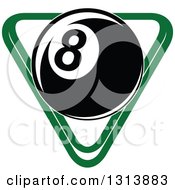 Billiard Eightball Over A Green Rack