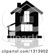 Poster, Art Print Of Black Residential Home And Gray Reflection