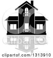 Poster, Art Print Of Black Residential Home And Gray Reflection 17