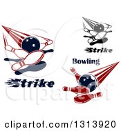 Clipart Of Bowling Balls Knocking Down Pins With Text Royalty Free Vector Illustration