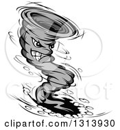Clipart Of A Grayscale Twister Tornado Character 9 Royalty Free Vector Illustration