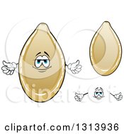 Clipart Of A Cartoon Face Hands And Pumpkin Seed Pepitas Royalty Free Vector Illustration by Vector Tradition SM