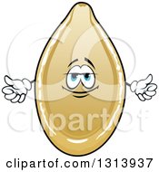 Clipart Of A Cartoon Pumpkin Seed Pepita Character Royalty Free Vector Illustration