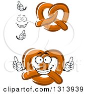 Clipart Of A Cartoon Face Hands And Soft Pretzels Royalty Free Vector Illustration