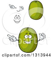 Clipart Of A Cartoon Face Hands And Green Kiwi Fruits Royalty Free Vector Illustration