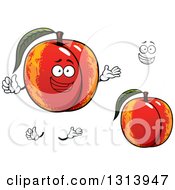 Clipart Of A Cartoon Face Hands And Nectarines Royalty Free Vector Illustration