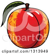 Clipart Of A Cartoon Shiny Nectarine Royalty Free Vector Illustration