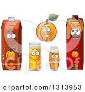 Cartoon Apricot Character And Juices