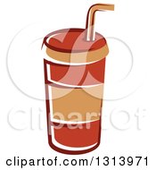 Clipart Of A Cartoon Brown Fountain Soda Cup Royalty Free Vector Illustration