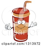 Poster, Art Print Of Cartoon Brown Fountain Soda Cup Character Presenting