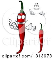 Clipart Of A Cartoon Face Hands And Red Chili Peppers Royalty Free Vector Illustration