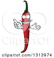 Poster, Art Print Of Cartoon Red Chili Pepper Character Pointing And Presenting