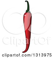 Clipart Of A Cartoon Long Red Chili Pepper Royalty Free Vector Illustration