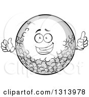 Clipart Of A Cartoon Golf Ball Character Holding Up A Finger Royalty Free Vector Illustration