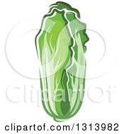 Clipart Of A Cartoon Head Of Chinese Cabbage Or Romaine Lettuce Royalty Free Vector Illustration