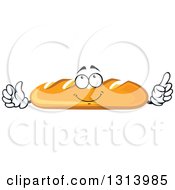 Clipart Of A Cartoon Baguette French Bread Character Holding Up A Finger Royalty Free Vector Illustration