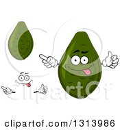 Clipart Of A Cartoon Goofy Face Hands And Avocados Royalty Free Vector Illustration