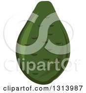 Clipart Of A Cartoon Dark Green Avocado Royalty Free Vector Illustration