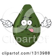 Poster, Art Print Of Cartoon Goofy Avocado Character Giving A Thumb Up And Pointing