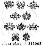 Poster, Art Print Of Black And White Vintage Floral Design Elements 12