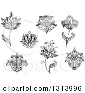 Poster, Art Print Of Black And White Henna And Lotus Flowers 11